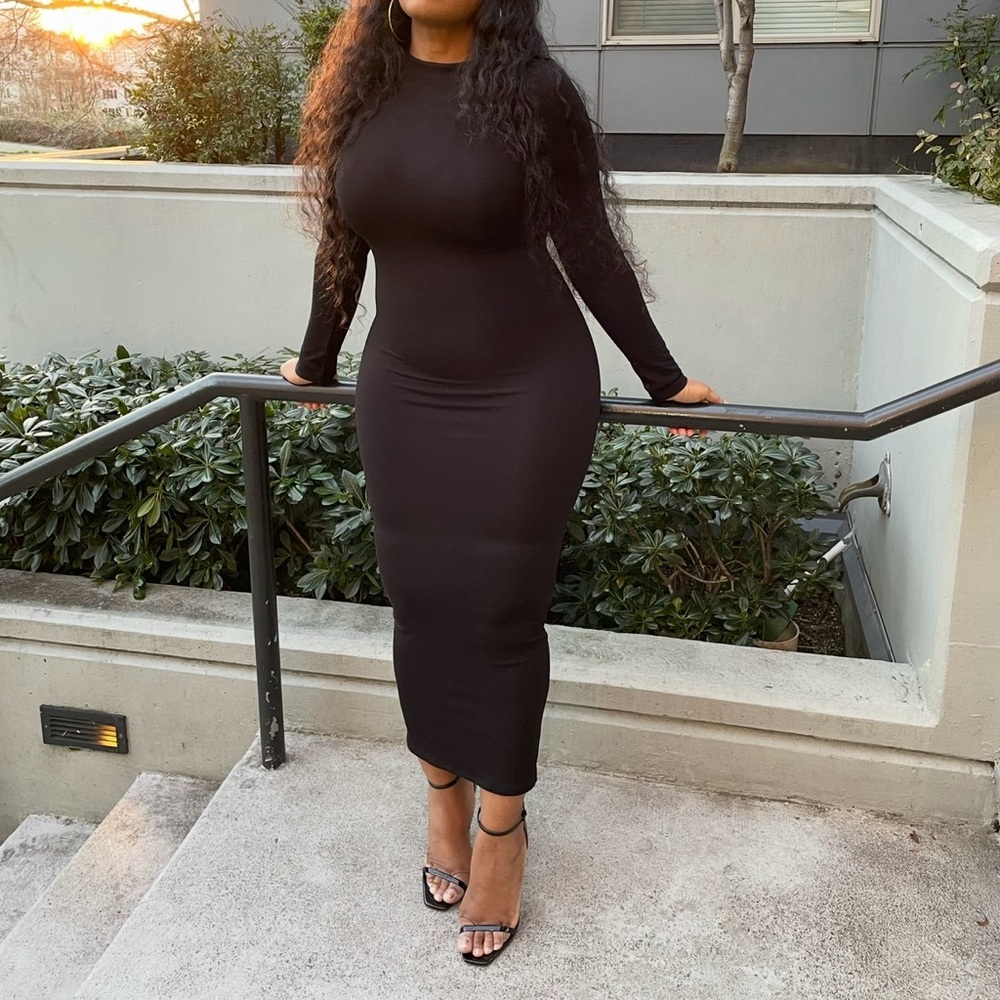 Naked Wardrobe Black Long Sleeve Dress